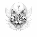 scarry cat, rose and devil ayes, train in hell tattoo design idea