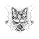 scarry cat, rose and devil ayes, train in hell tattoo design idea