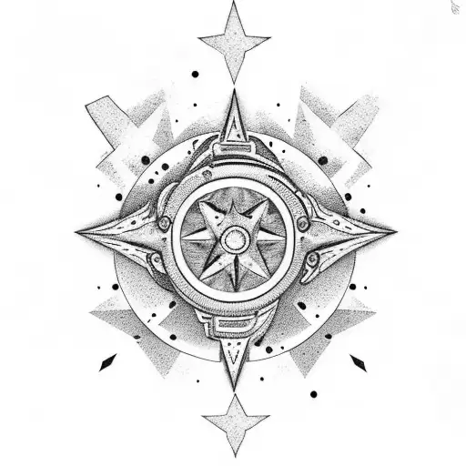 nave espacial con marciano y dos estrellas gracioso tattoo design idea