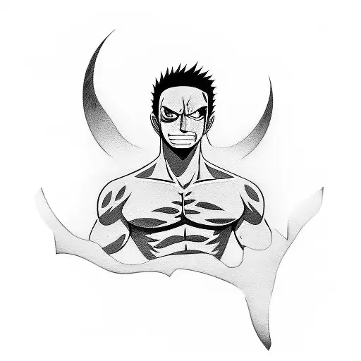 Create a tattoo featuring Zoro from a one piece  tattoo design idea