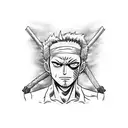 Create a tattoo featuring Zoro from a one piece with asura demon on your back tattoo design idea
