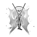 Create a tattoo featuring Zoro from a one piece with asura demon on your back tattoo design idea