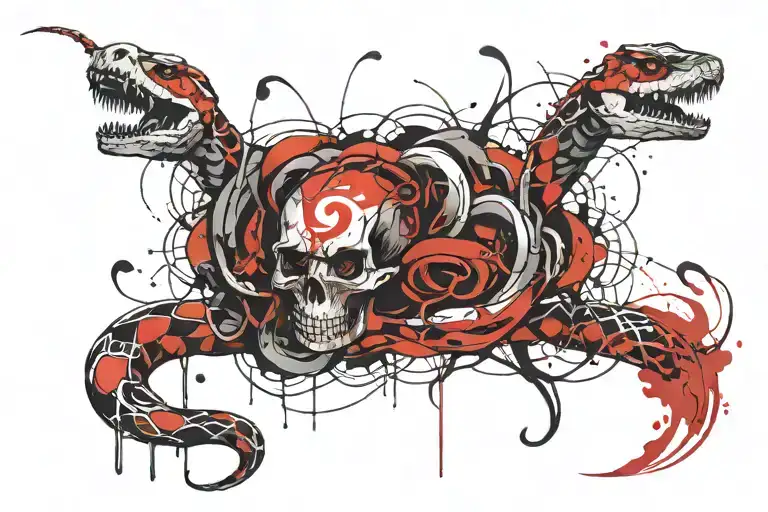 skeleton of a snake tattoo design idea