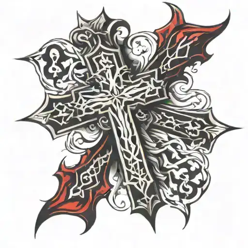 ecstasy tattoo crosses on forearm in dracula style tattoo design idea