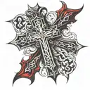 ecstasy tattoo crosses on forearm in dracula style tattoo design idea