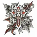 ecstasy tattoo crosses on forearm in dracula style tattoo design idea