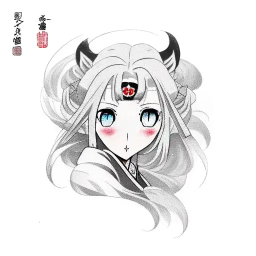 tohsaka rin, fate, cute face, girl, smile tattoo design idea
