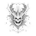 dragon skeleton moon  tattoo design idea