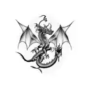 dragon skeleton moon  tattoo design idea