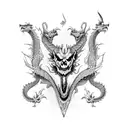 dragon skeleton moon  tattoo design idea