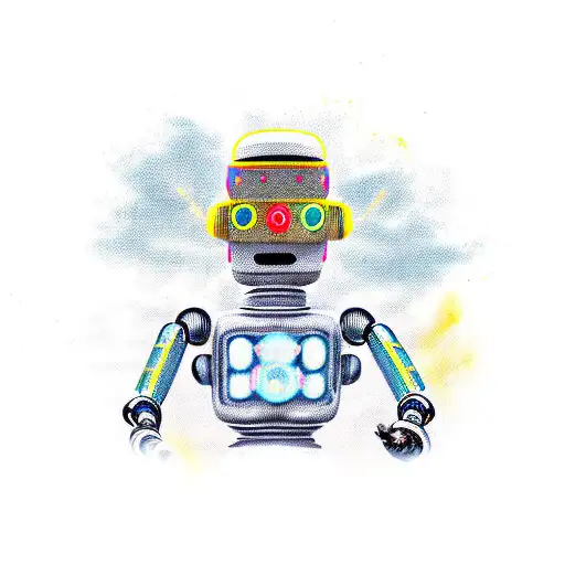 robot Bender with the Ukrainian flag tattoo design idea