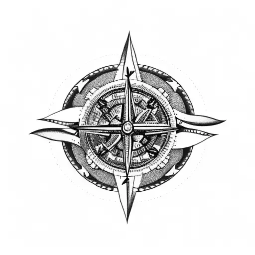 Viking compass with wolf band tattoo tattoo design idea