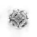Viking compass with wolf tattoo design idea