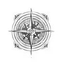 Viking compass with wolf tattoo design idea