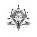 Viking compass with wolf tattoo design idea
