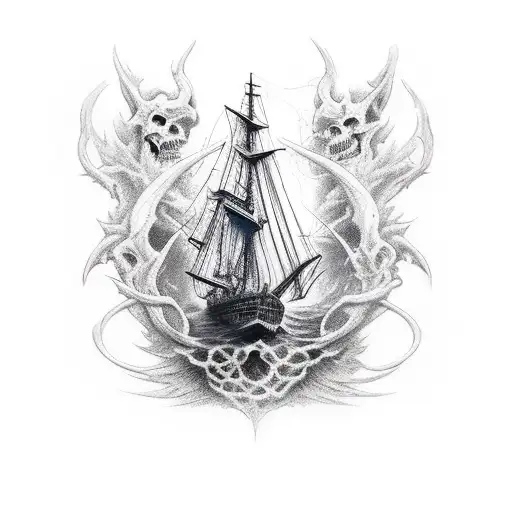 reaper burning ship four horsemen tacp tattoo design idea