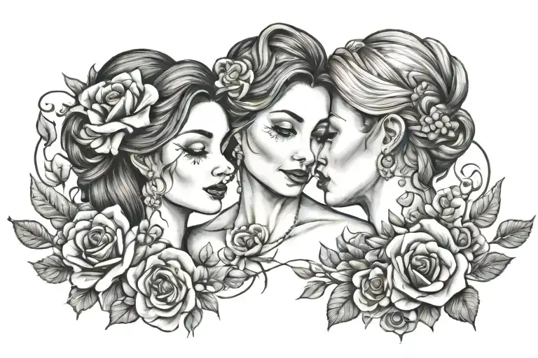 mother an daughter matching tattoo design idea