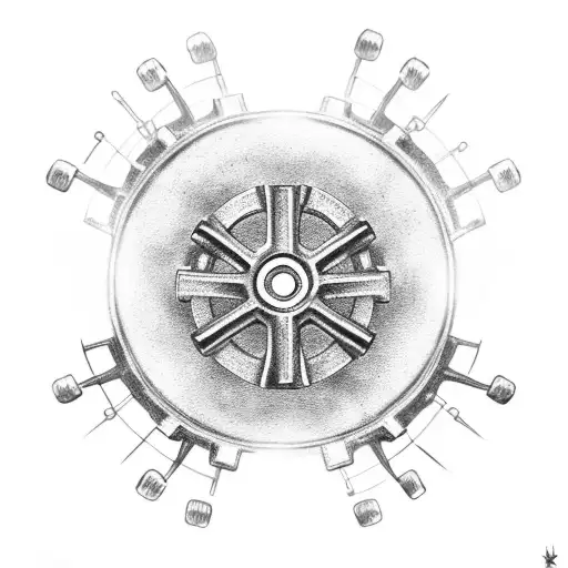 A cross made up of mechanical gears tattoo design idea