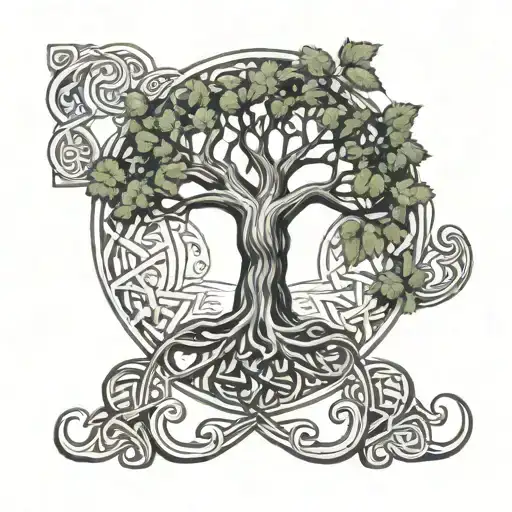 ash tree of life Celtic and Norse inspired knotwork entwined  tattoo design idea