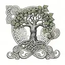 ash tree of life Celtic and Norse inspired knotwork entwined  tattoo design idea