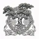 ash tree of life Celtic and Norse inspired knotwork entwined  tattoo design idea