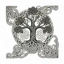 ash tree of life Celtic and Norse inspired knotwork entwined  tattoo design idea