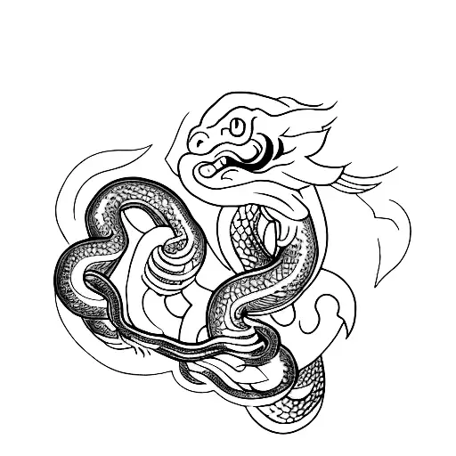 snake flower dagger small unique Chinese zodiac  tattoo design idea