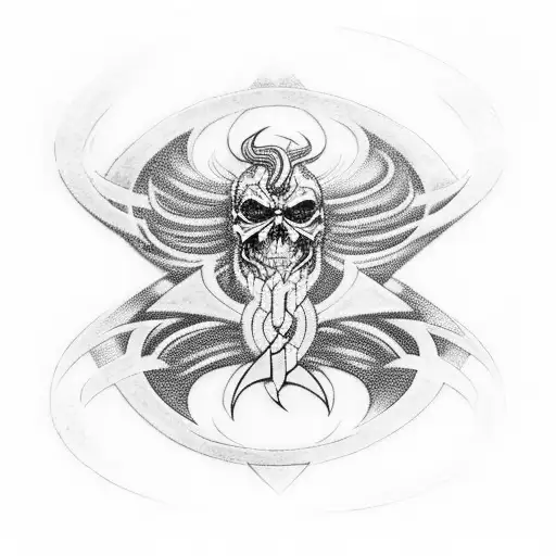 An intricate design featuring Metallica's iconic 'M' logo fused with Norse symbols tattoo design idea