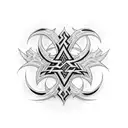 An intricate design featuring Metallica's iconic 'M' logo fused with Norse symbols tattoo design idea
