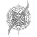 An intricate design featuring Metallica's iconic 'M' logo fused with Norse symbols tattoo design idea