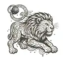 Leo constellation with real lion roaring tattoo design idea