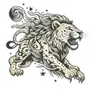 Leo constellation with real lion roaring tattoo design idea