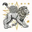 Leo constellation with real lion roaring tattoo design idea