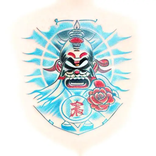 aku face made a japannese mask tattoo design idea