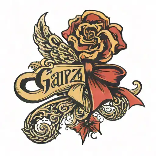 Garza last name with bow tattoo design idea