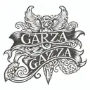 Garza last name with bow  tattoo design idea