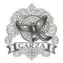 Garza last name with bow  tattoo design idea