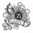 Garza last name with bow  tattoo design idea
