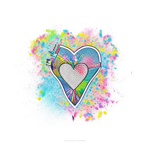 A vibrant new-school design featuring the date 08/05/2019 incorporated into a heart with Maria Eduarda's name tattoo design idea