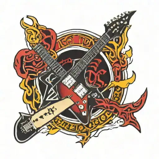 AC/DC, lightning, devilish, electric guitar tattoo design idea