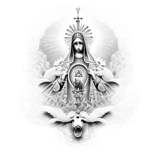 virgen de la piedad de miguel angel, ultrarealista tattoo design idea