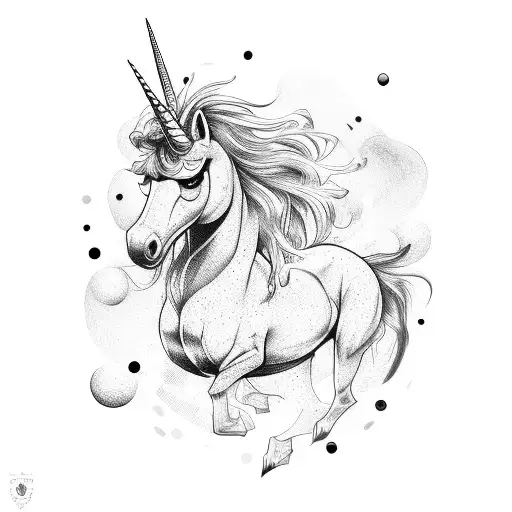 cyber unicorn tattoo design idea