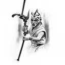 Darth maul with lightsaber tattoo design idea