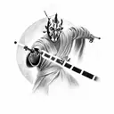Darth maul with lightsaber tattoo design idea