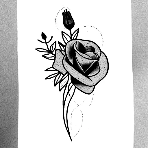 bouquet with a poppie, lillie, lilac, rose, bleeding heart, azalea tattoo design idea