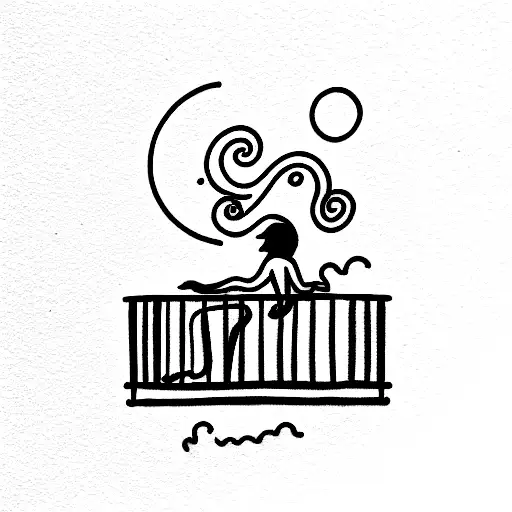 Sol cayendo en un balcón  tattoo design idea