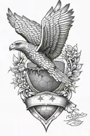 flying falcon holding football team crest tattoo design idea