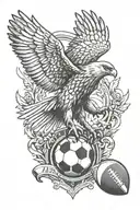 flying falcon holding football team crest tattoo design idea