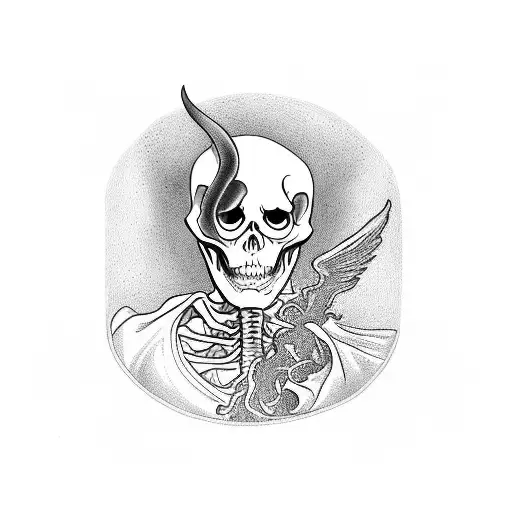 Grim reaper skeleton hands holding hour glass with Phoenix breaking out of the bottom of the hour glass tattoo design idea