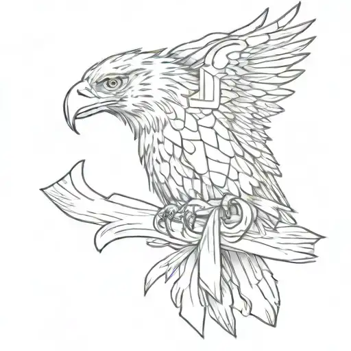 eagle holding butterfly and cancer ribbon wrapped tattoo design idea